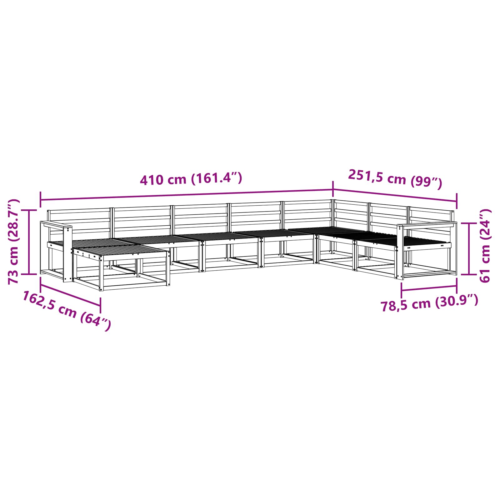 Outdoor-Sofagarnitur 8 pcs Weiß Massivholz Akazie