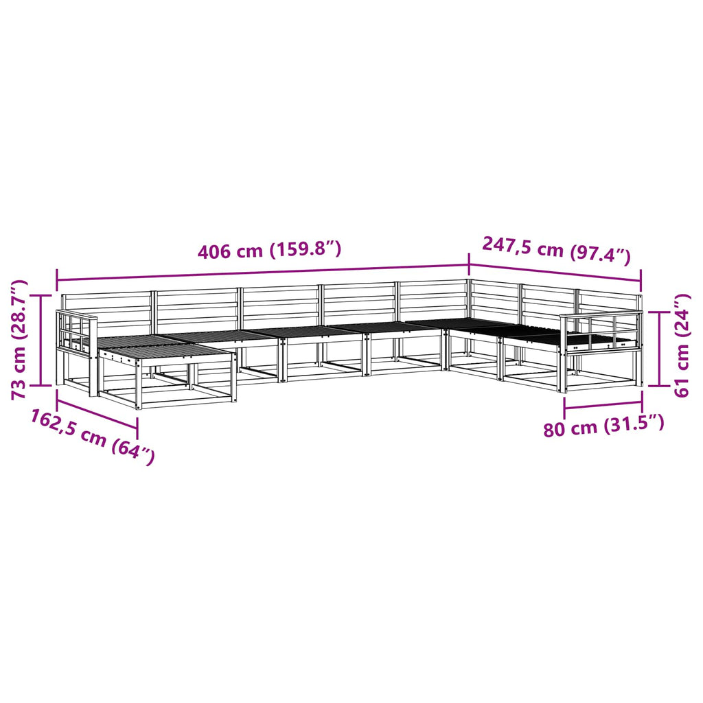 Outdoor-Sofagarnitur 8 pcs Weiß Massivholz Akazie