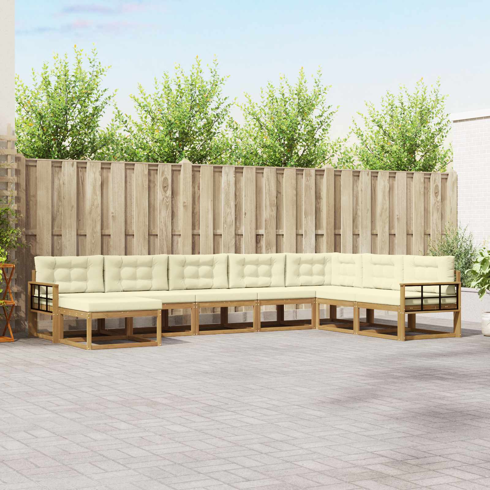 Outdoor-Sofagarnitur 8 pcs Weiß und Creme