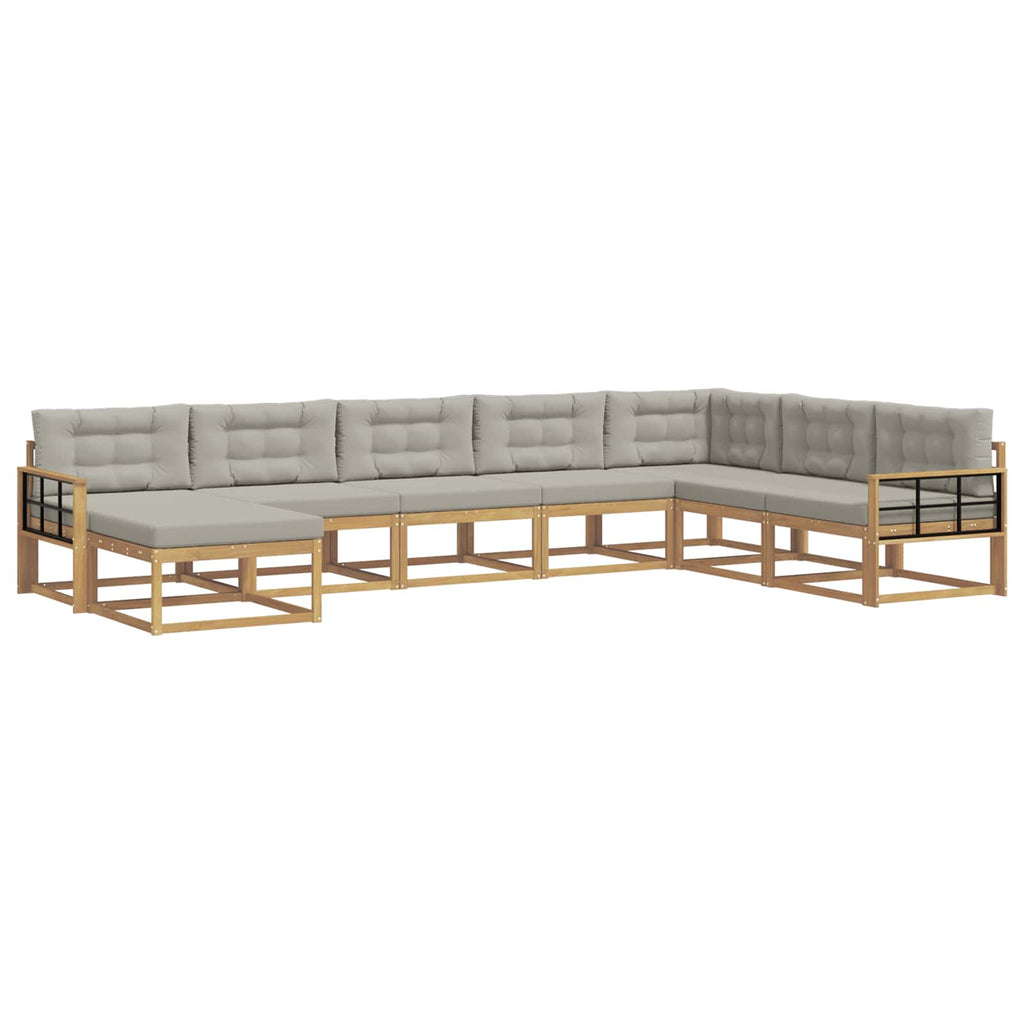 Outdoor-Sofagarnitur 8 pcs Weiß und Hellgrau