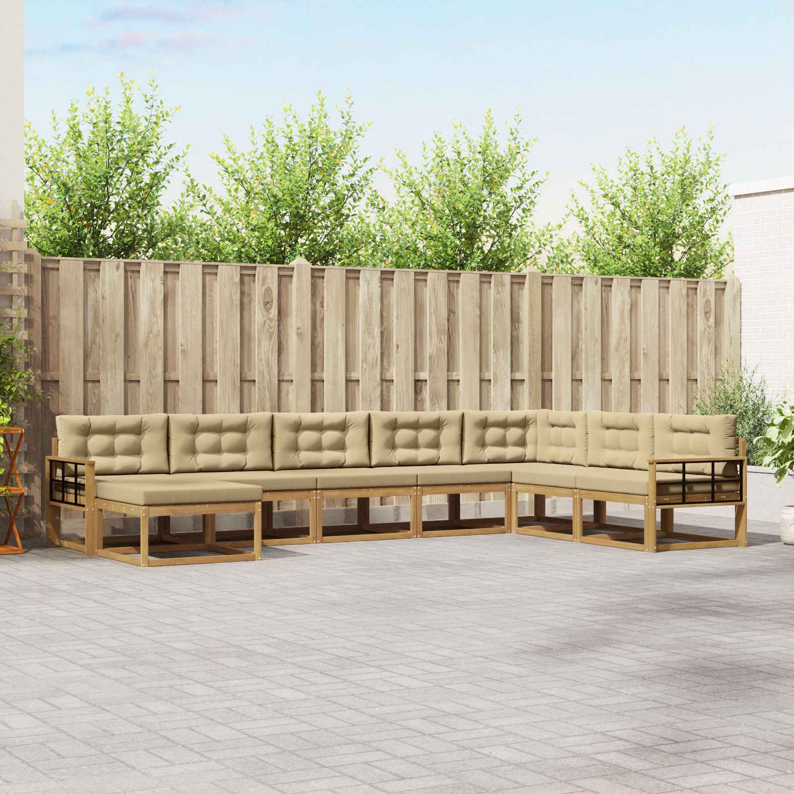 Outdoor-Sofagarnitur 8 pcs Weiß und Beige