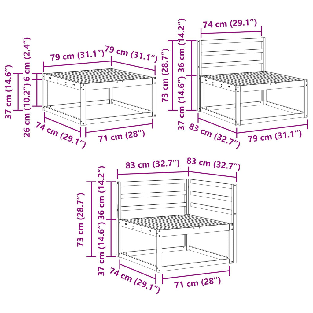 Outdoor-Sofagarnitur 8 pcs Weiß Massivholz Akazie