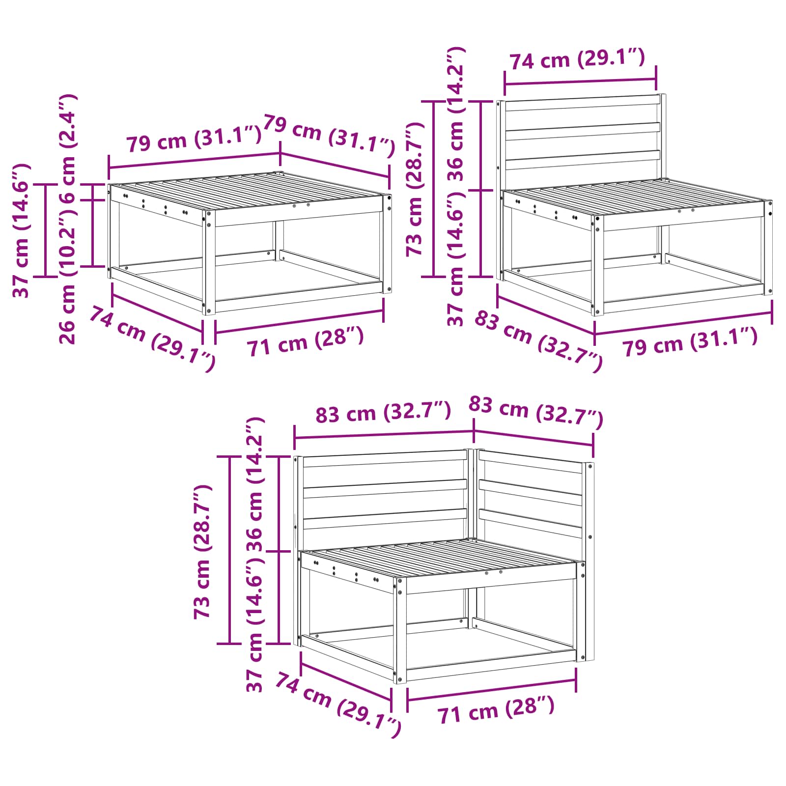 Outdoor-Sofagarnitur 8 pcs Weiß Massivholz Akazie