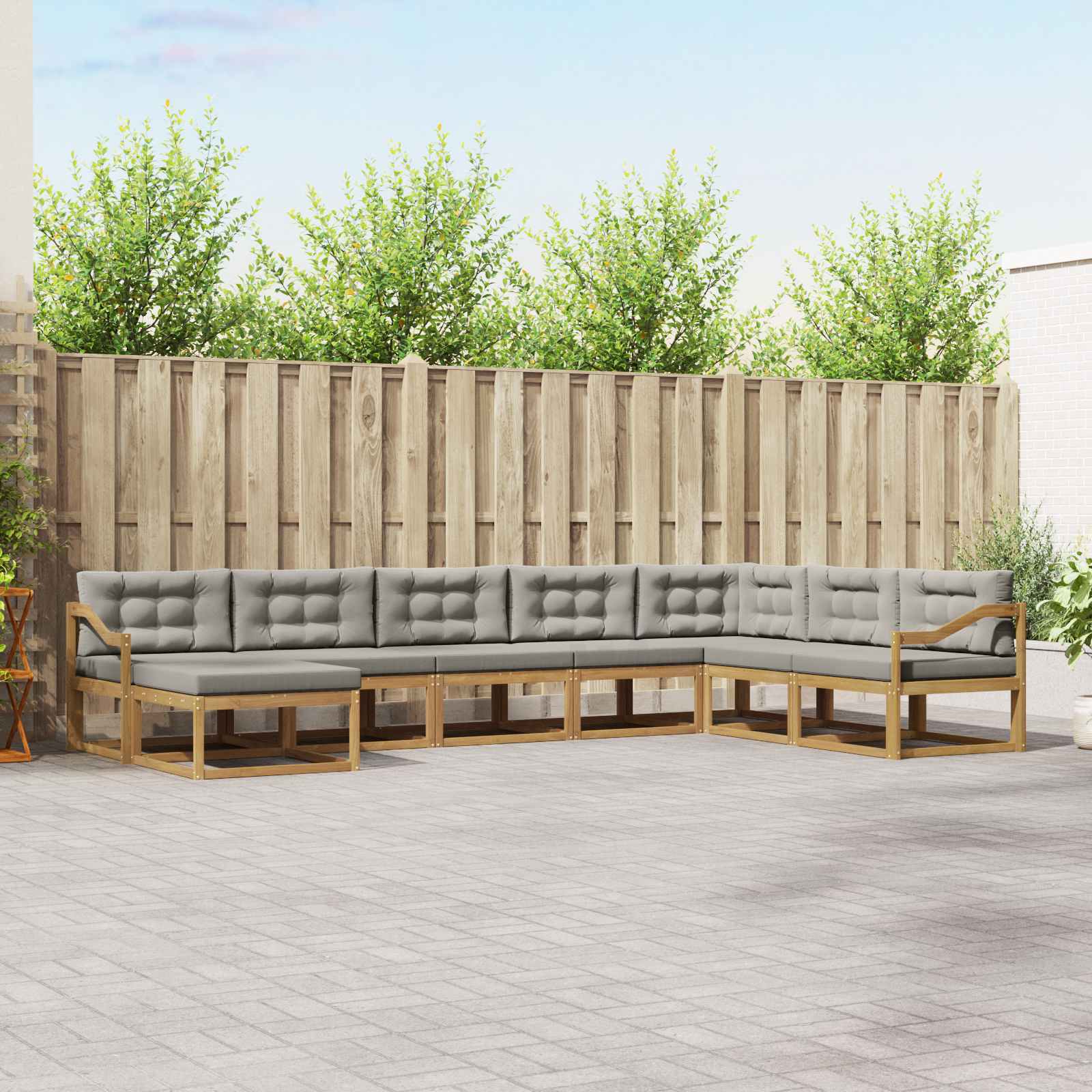 Outdoor-Sofagarnitur 8 pcs Weiß und Hellgrau