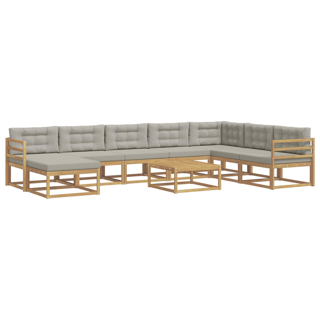Outdoor-Sofagarnitur 9 pcs Weiß und Hellgrau