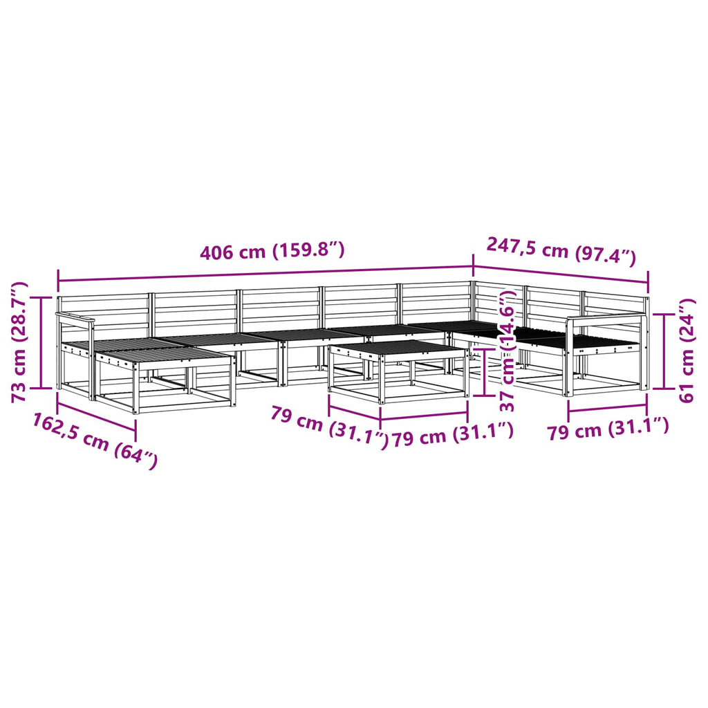 Outdoor-Sofagarnitur 9 pcs Weiß Massivholz Akazie