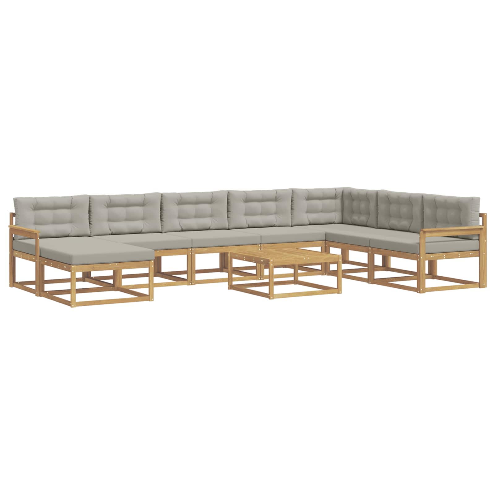 Outdoor-Sofagarnitur 9 pcs Weiß und Hellgrau