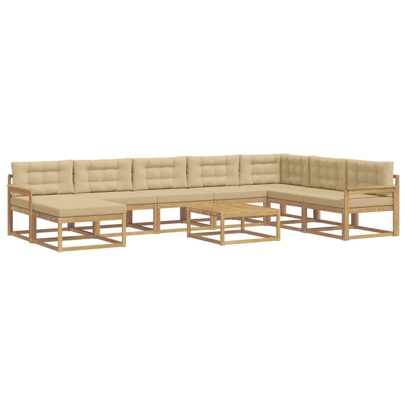 Outdoor-Sofagarnitur 9 pcs Weiß und Beige