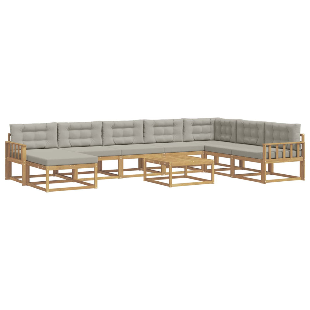 Outdoor-Sofagarnitur 9 pcs Weiß und Hellgrau