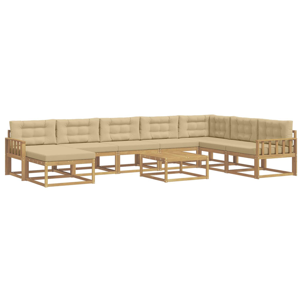 Outdoor-Sofagarnitur 9 pcs Weiß und Beige