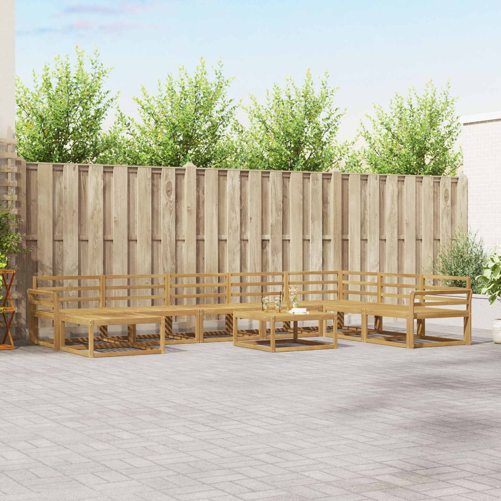 Outdoor-Sofagarnitur 9 pcs Weiß Massivholz Akazie