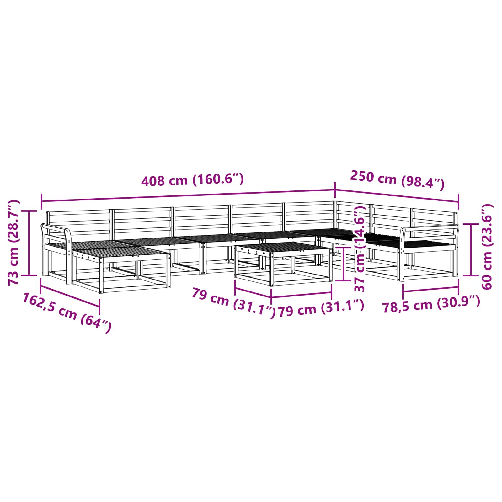 Outdoor-Sofagarnitur 9 pcs Weiß Massivholz Akazie