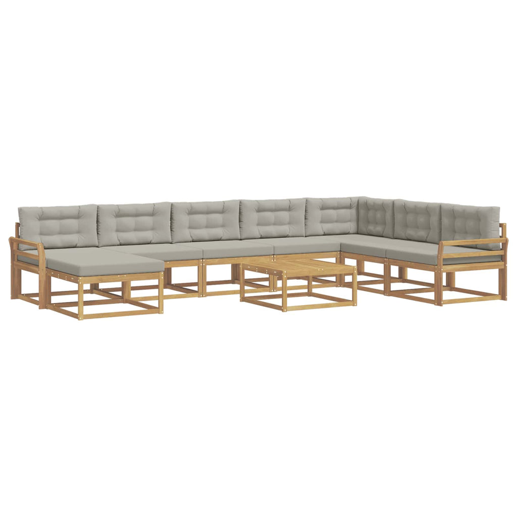 Outdoor-Sofagarnitur 9 pcs Weiß und Hellgrau