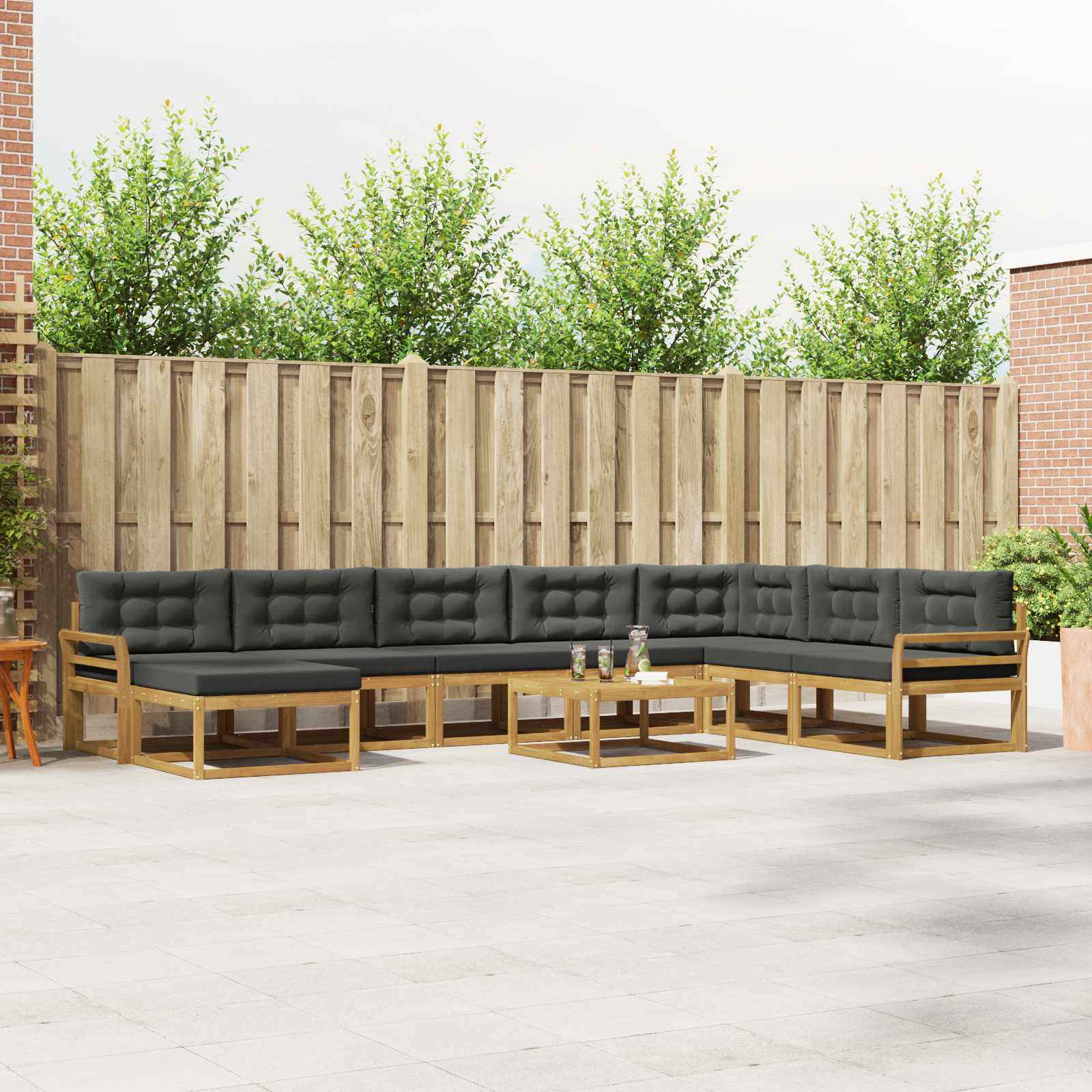 Outdoor-Sofagarnitur 9 pcs Weiß und Anthrazit