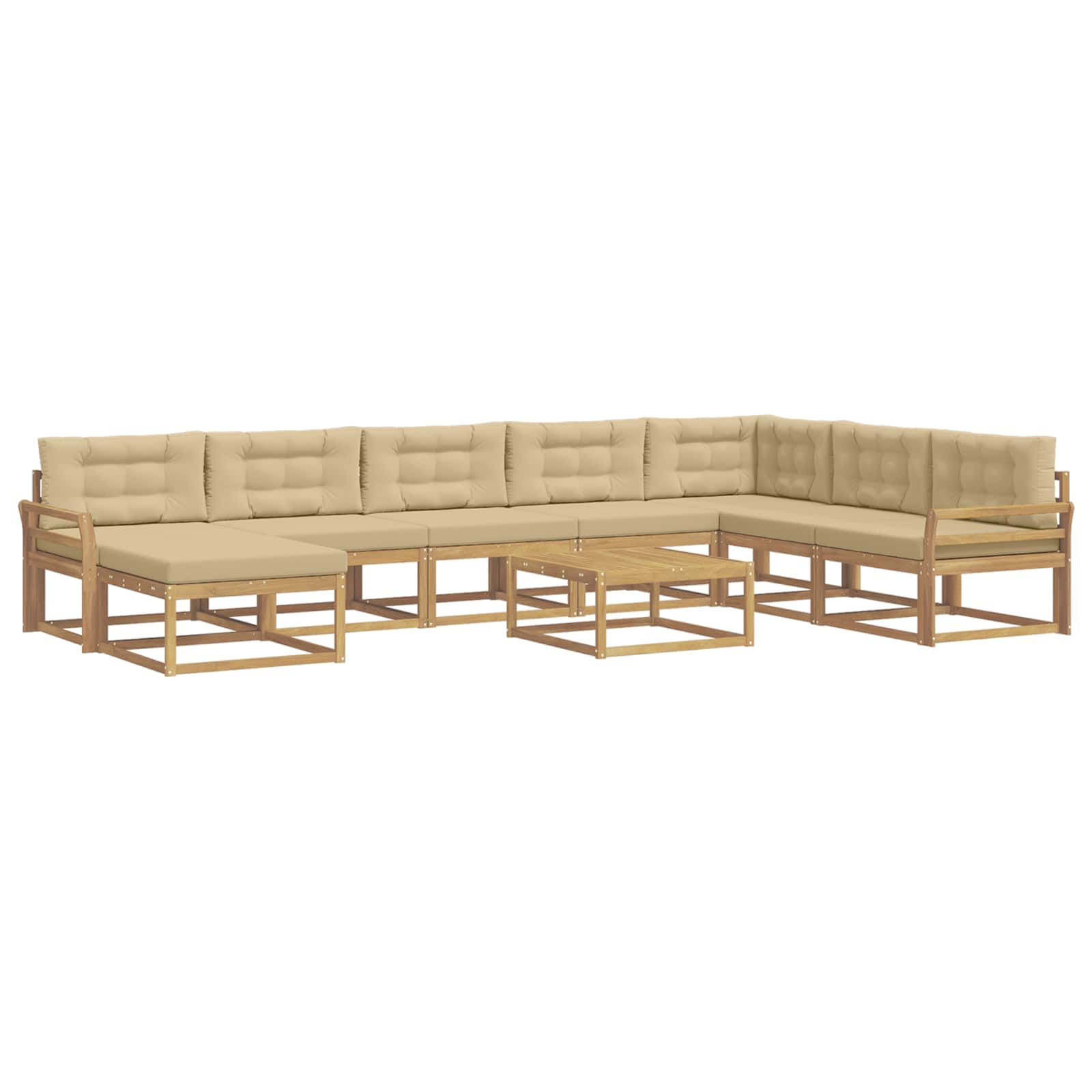 Outdoor-Sofagarnitur 9 pcs Weiß und Beige
