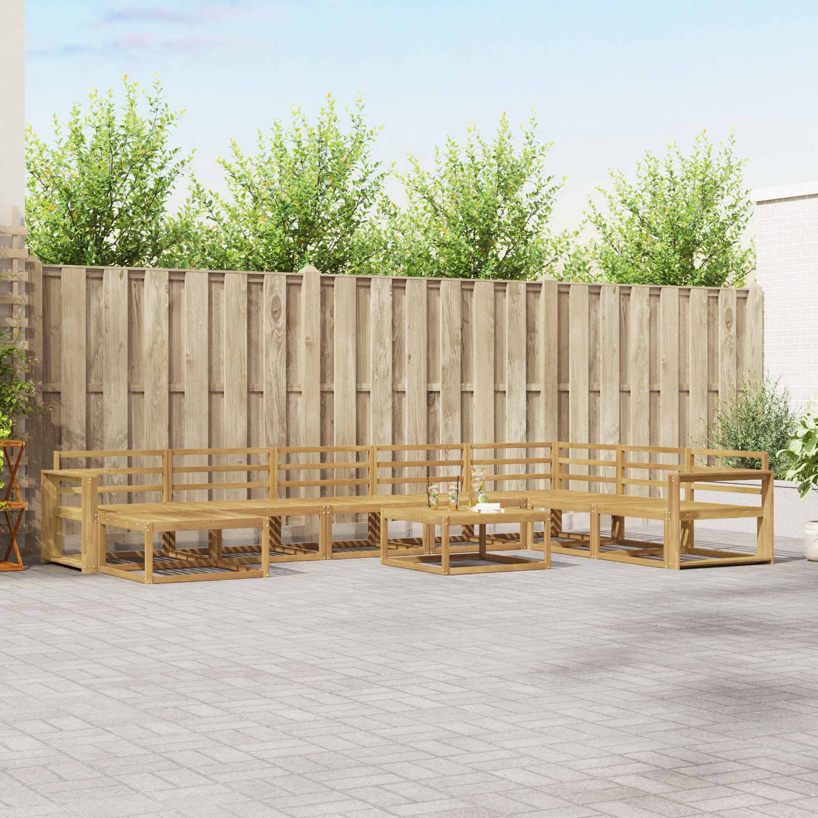 Outdoor-Sofagarnitur 9 pcs Weiß Massivholz Akazie