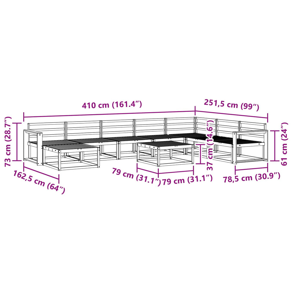 Outdoor-Sofagarnitur 9 pcs Weiß Massivholz Akazie
