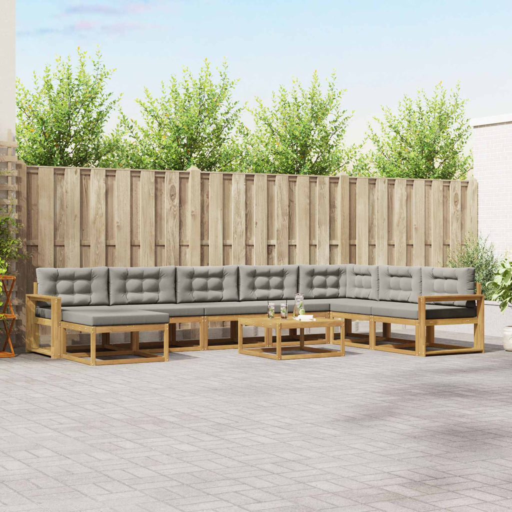 Outdoor-Sofagarnitur 9 pcs Weiß und Hellgrau