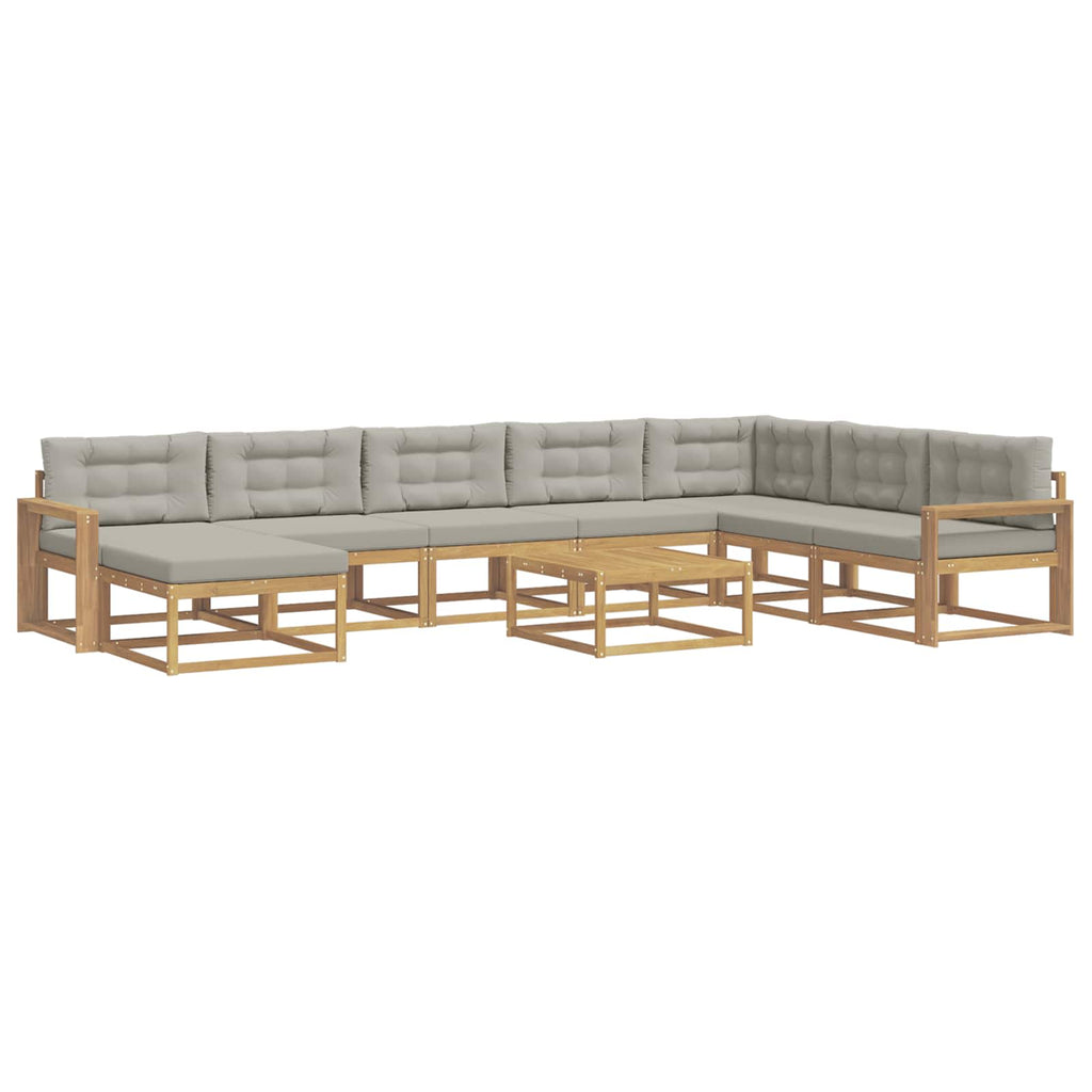 Outdoor-Sofagarnitur 9 pcs Weiß und Hellgrau
