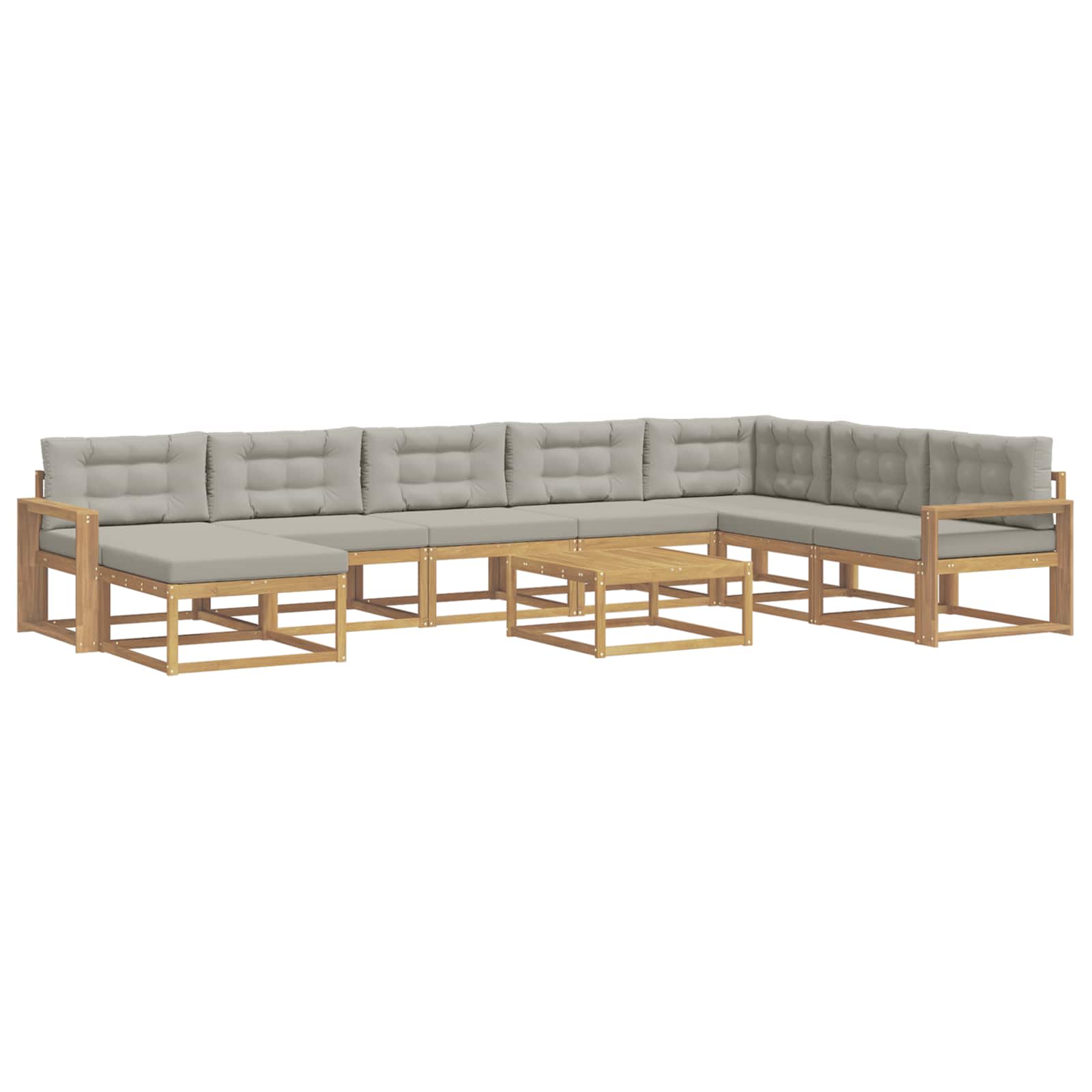 Outdoor-Sofagarnitur 9 pcs Weiß und Hellgrau