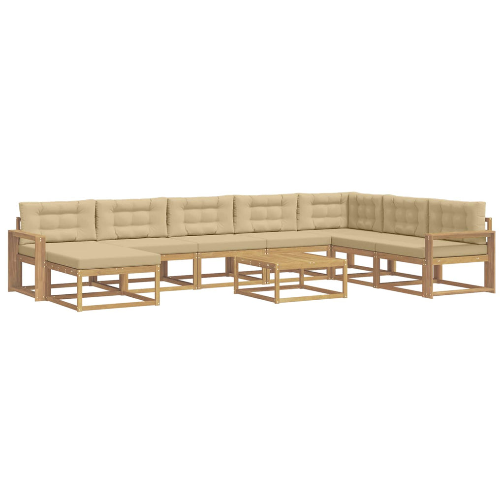 Outdoor-Sofagarnitur 9 pcs Weiß und Beige