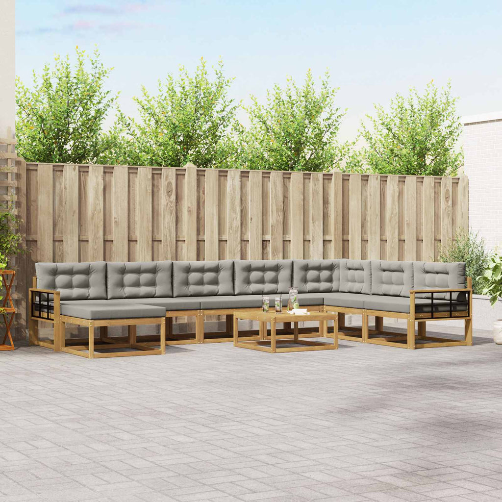 Outdoor-Sofagarnitur 9 pcs Weiß und Hellgrau
