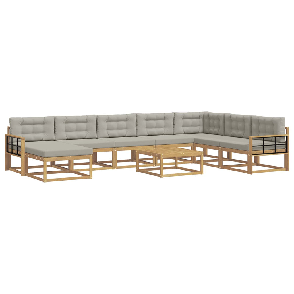 Outdoor-Sofagarnitur 9 pcs Weiß und Hellgrau