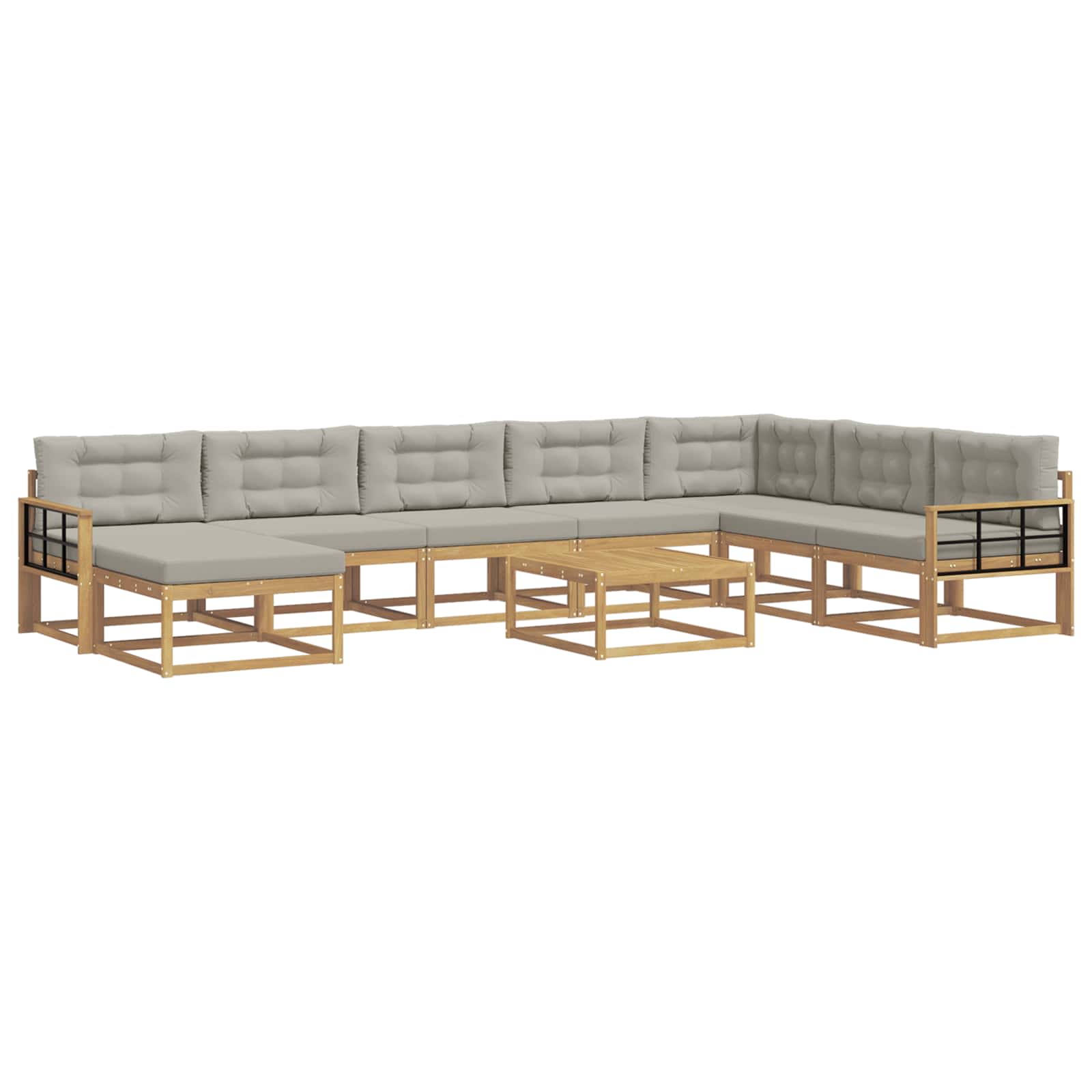 Outdoor-Sofagarnitur 9 pcs Weiß und Hellgrau