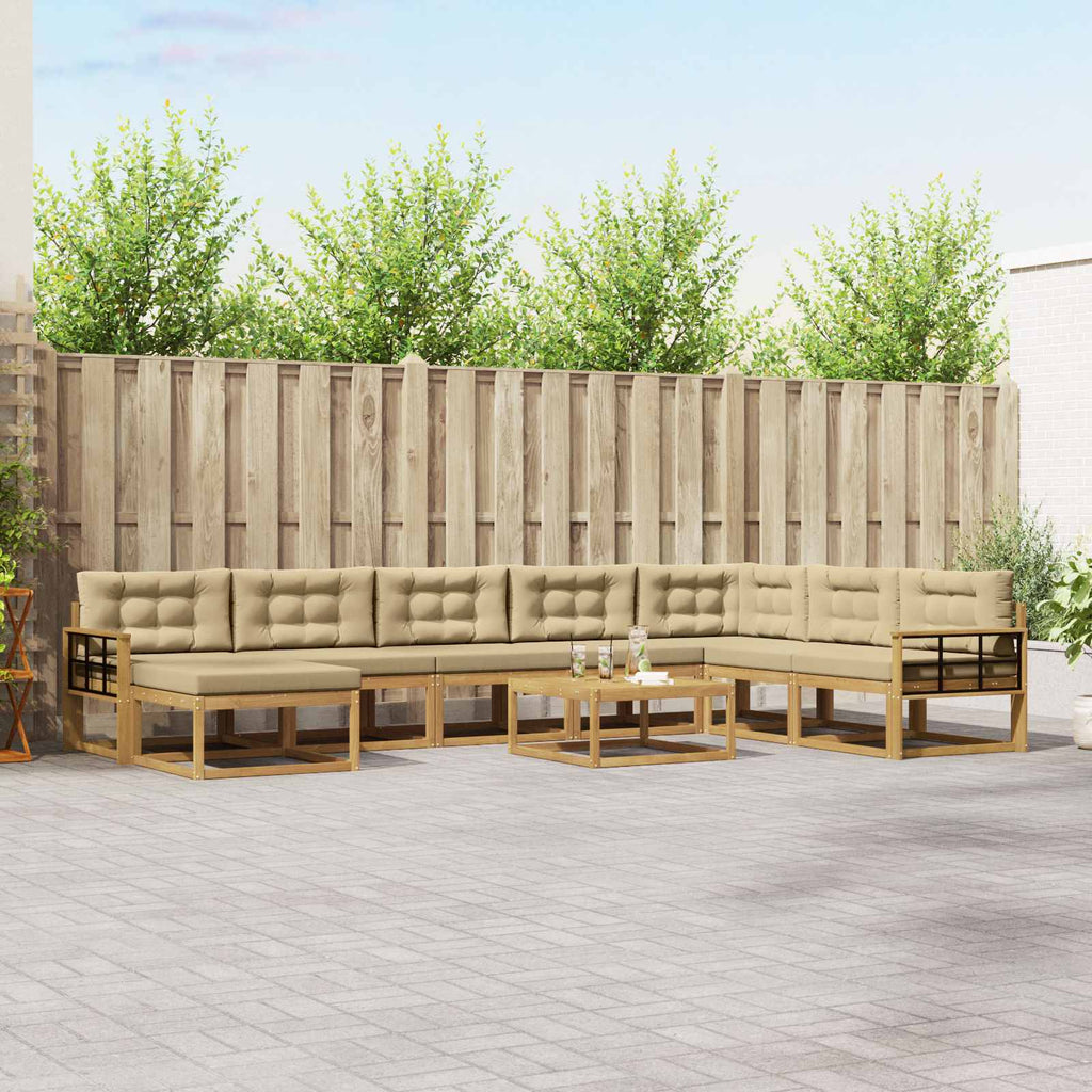 Outdoor-Sofagarnitur 9 pcs Weiß und Beige