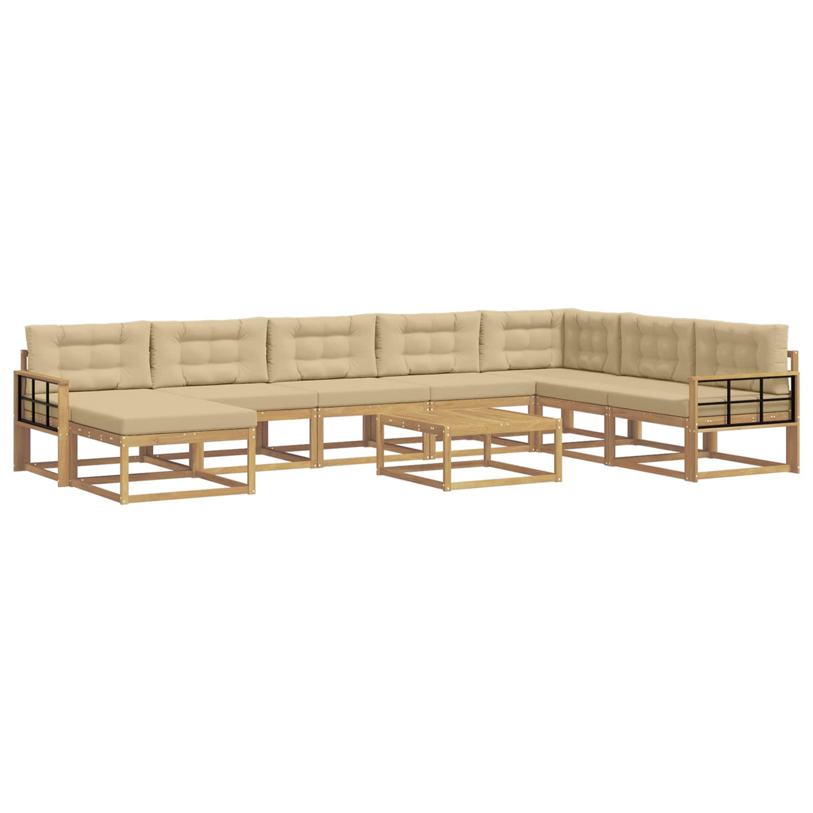 Outdoor-Sofagarnitur 9 pcs Weiß und Beige