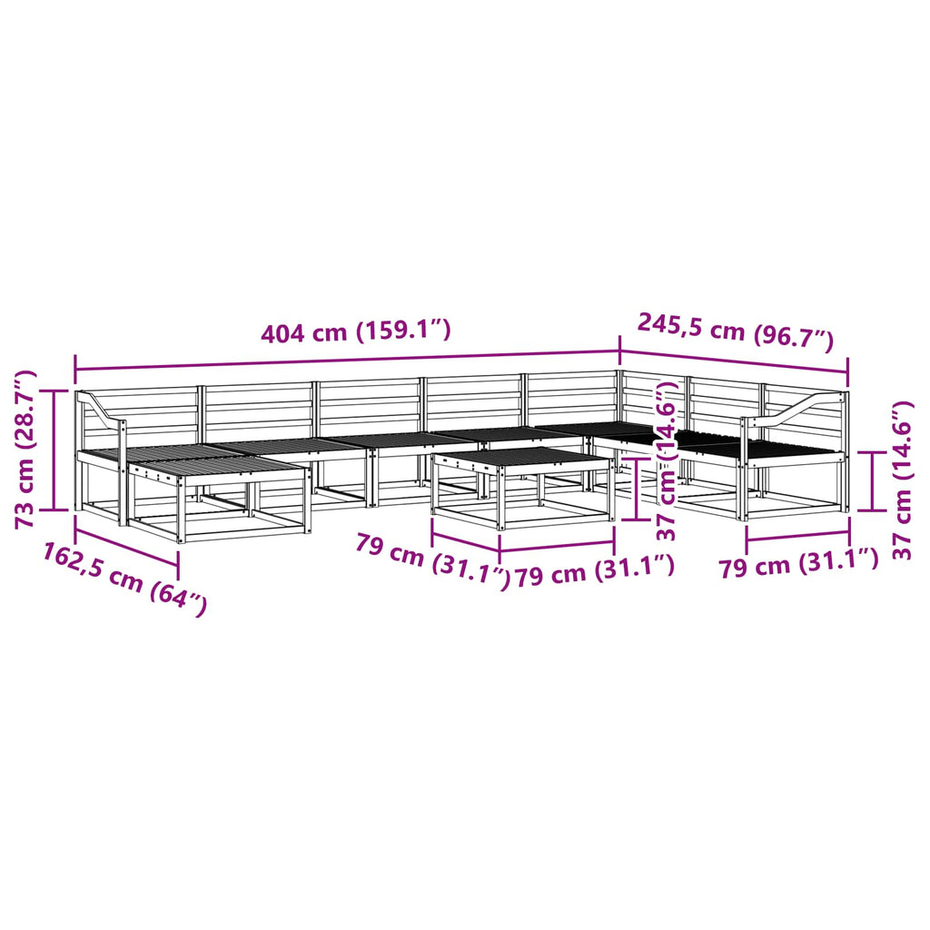 Outdoor-Sofagarnitur 9 pcs Weiß Massivholz Akazie