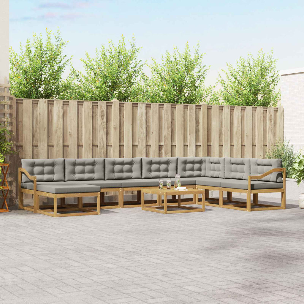Outdoor-Sofagarnitur 9 pcs Weiß und Hellgrau