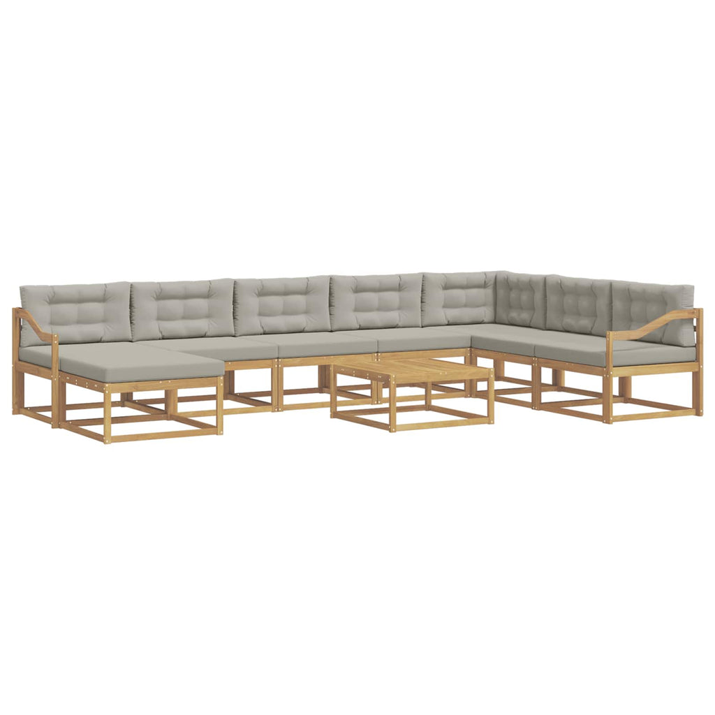 Outdoor-Sofagarnitur 9 pcs Weiß und Hellgrau