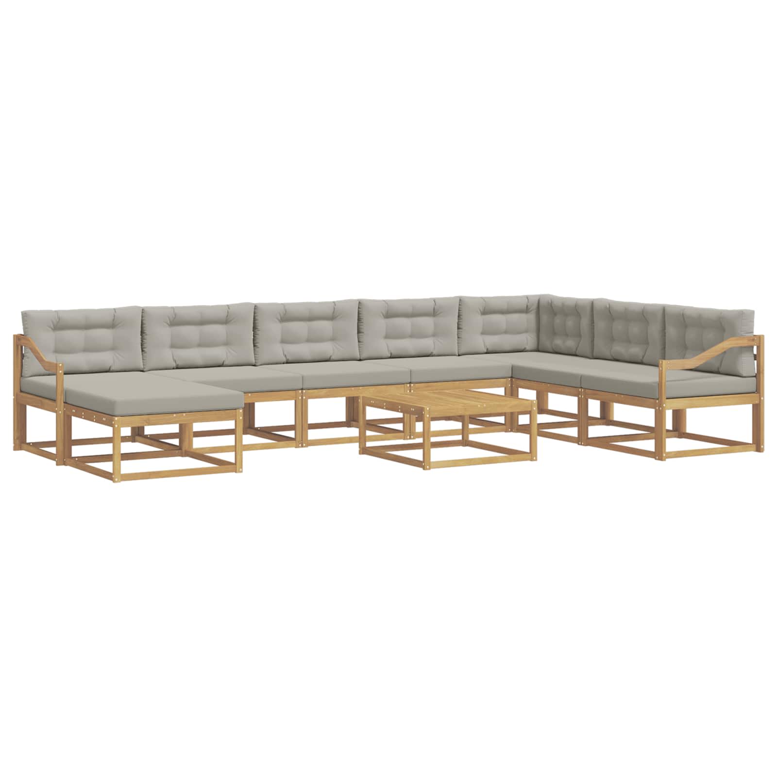 Outdoor-Sofagarnitur 9 pcs Weiß und Hellgrau