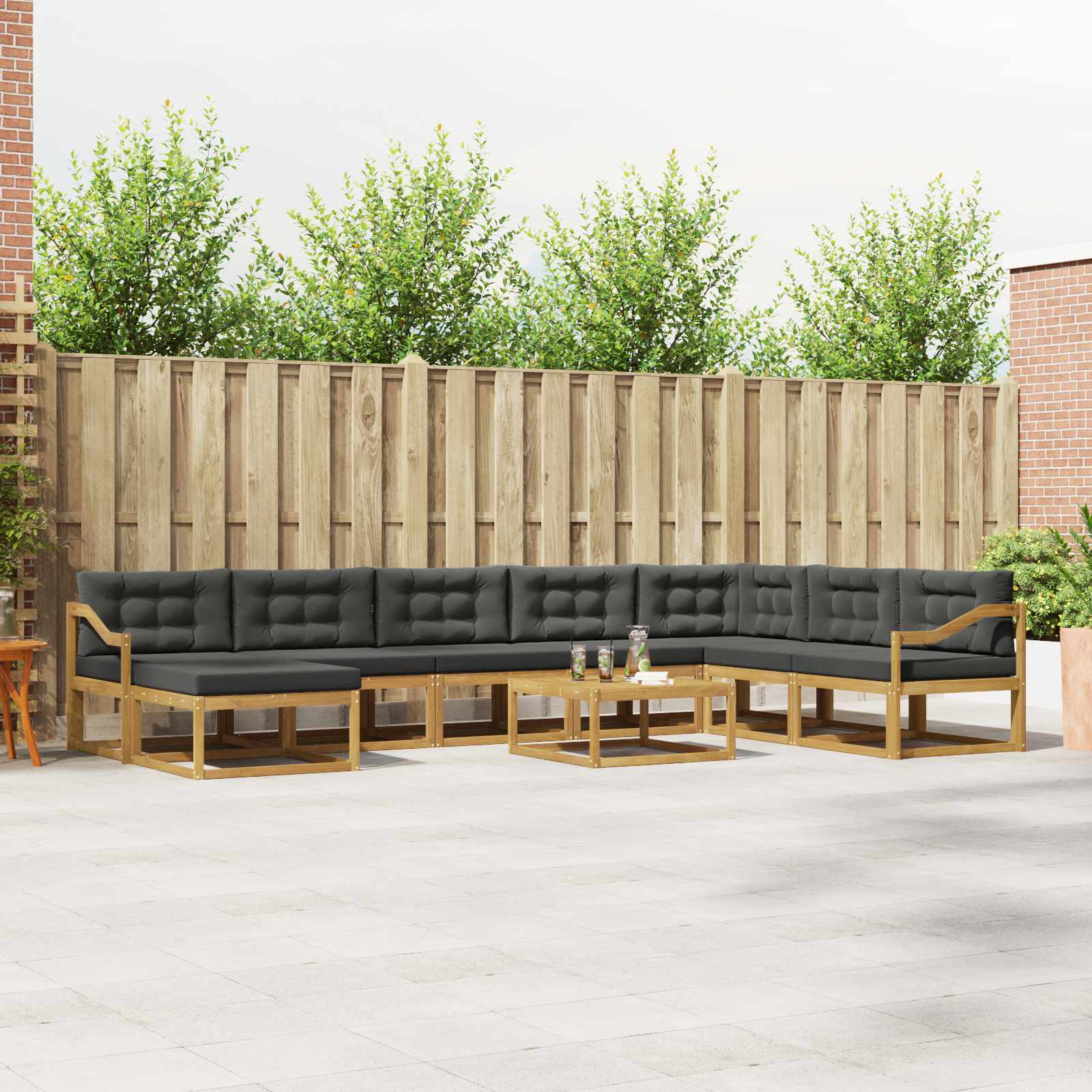 Outdoor-Sofagarnitur 9 pcs Weiß und Anthrazit