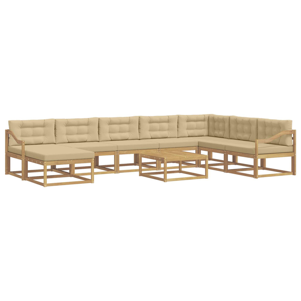 Outdoor-Sofagarnitur 9 pcs Weiß und Beige