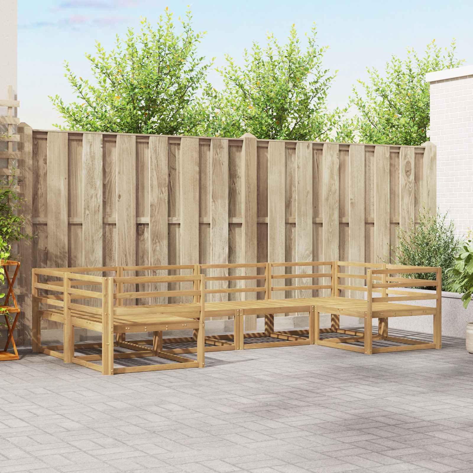 Outdoor-Sofagarnitur 6 pcs Weiß Massivholz Akazie