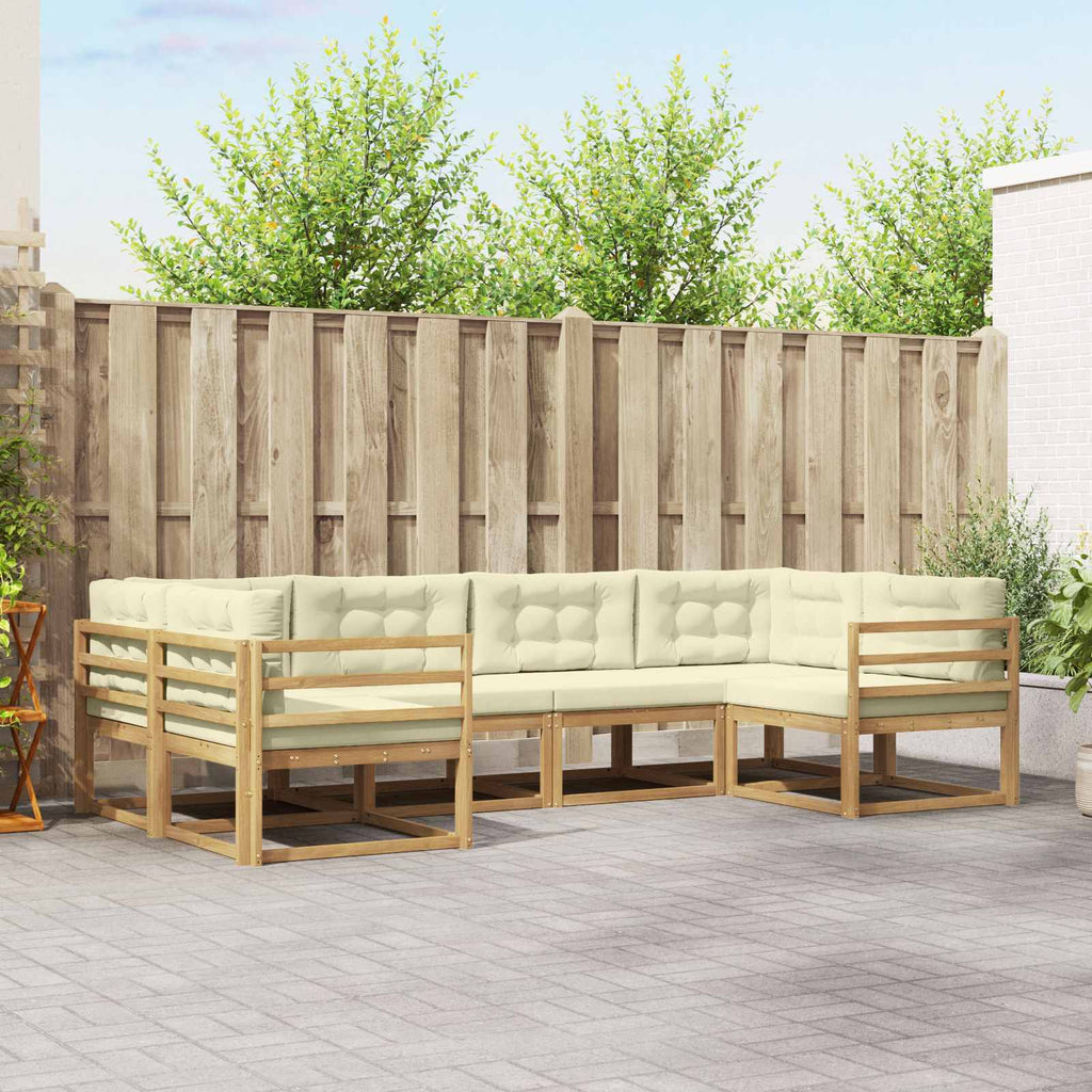 Outdoor-Sofagarnitur mit Kissen 6 pcs Weiß und Creme