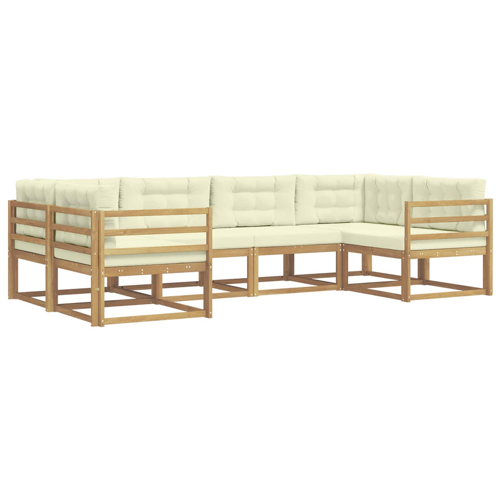 Outdoor-Sofagarnitur mit Kissen 6 pcs Weiß und Creme