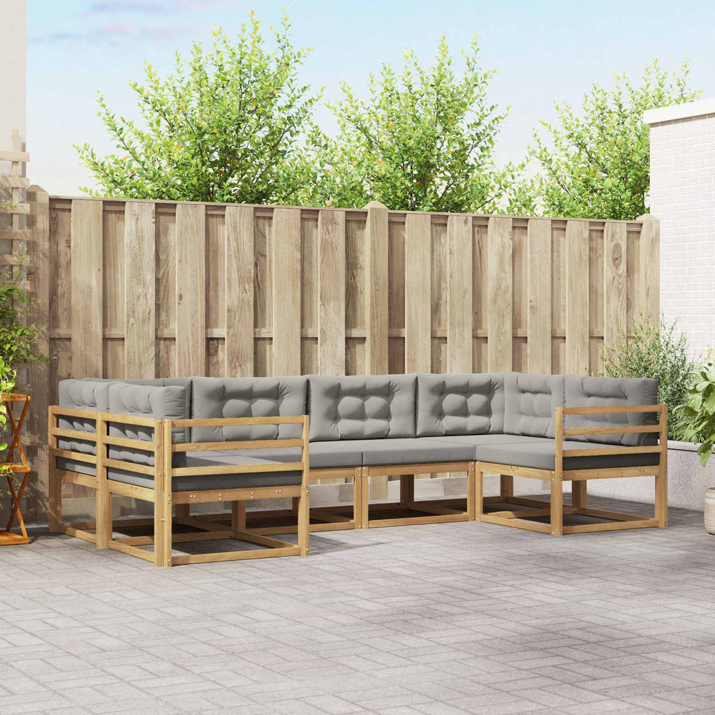 Outdoor-Sofagarnitur mit Kissen 6 pcs Weiß und Hellgrau