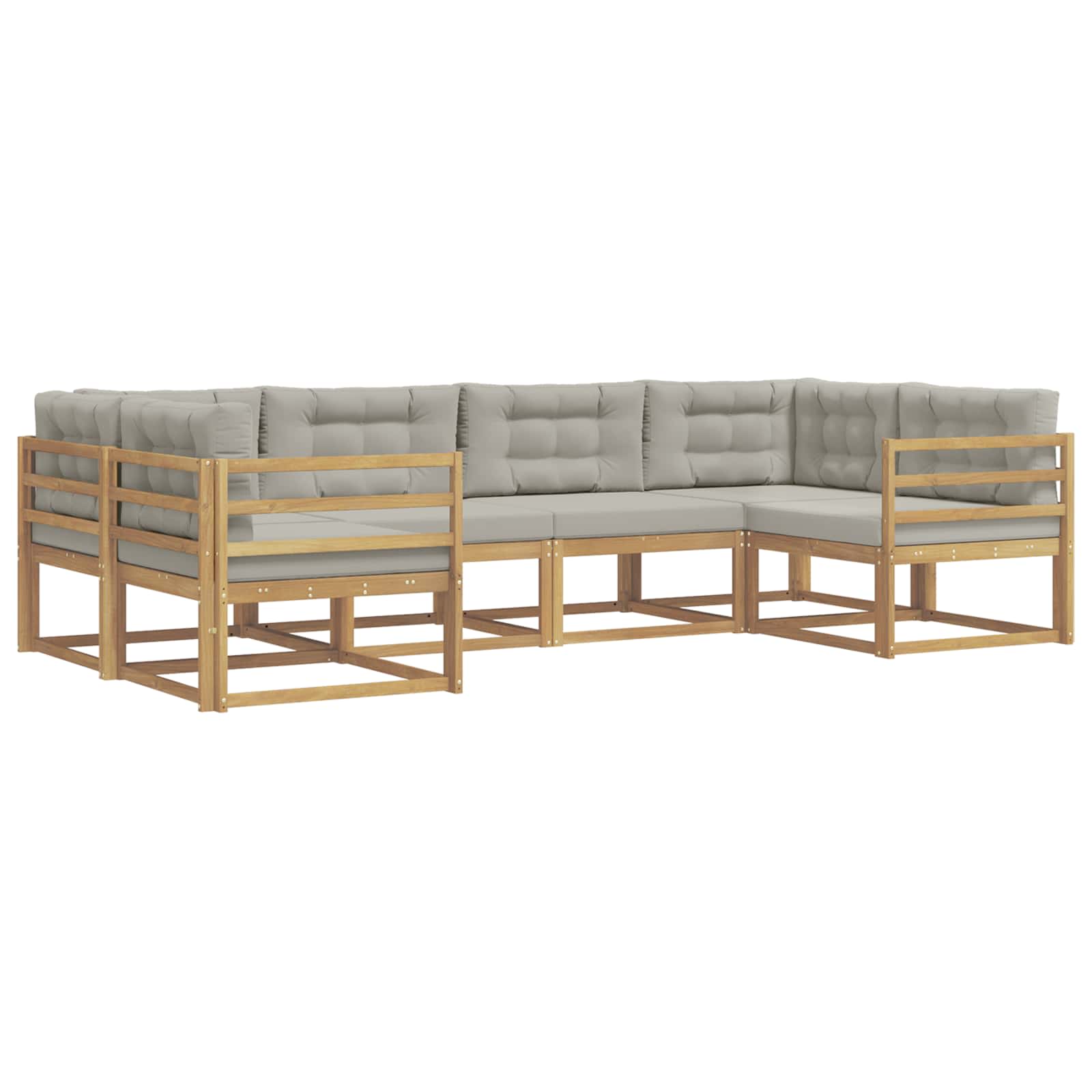 Outdoor-Sofagarnitur mit Kissen 6 pcs Weiß und Hellgrau
