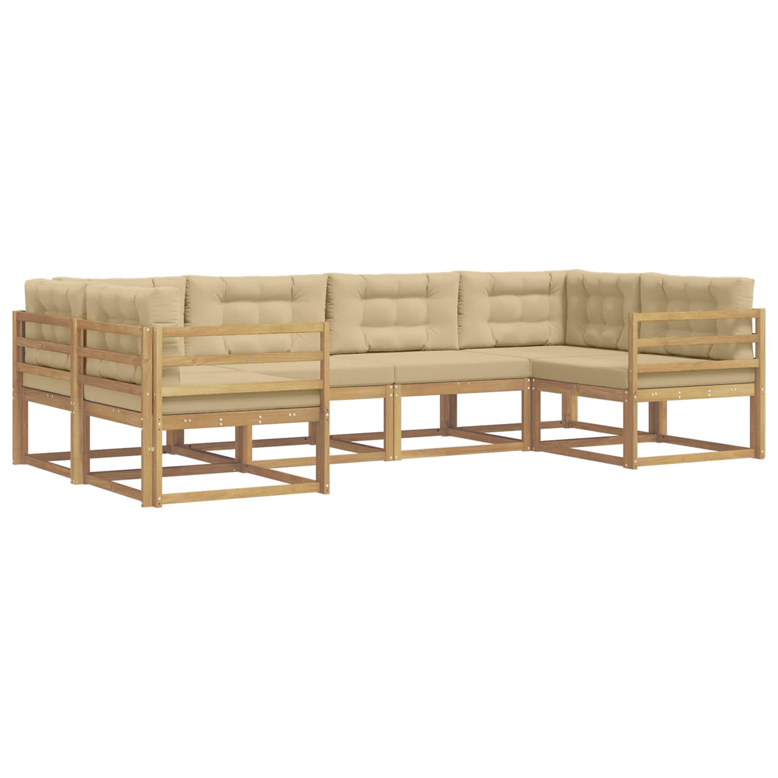Outdoor-Sofagarnitur mit Kissen 6 pcs Weiß und Beige