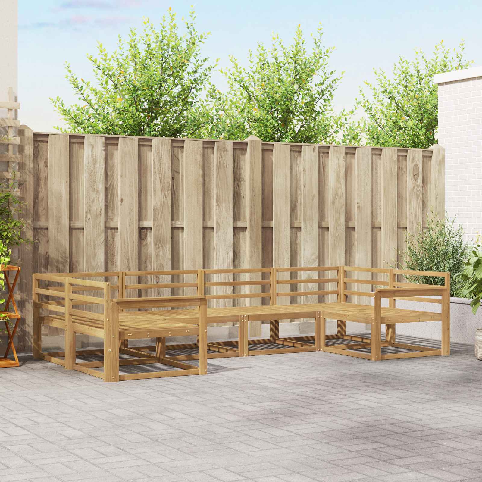 Outdoor-Sofagarnitur 6 pcs Weiß Massivholz Akazie