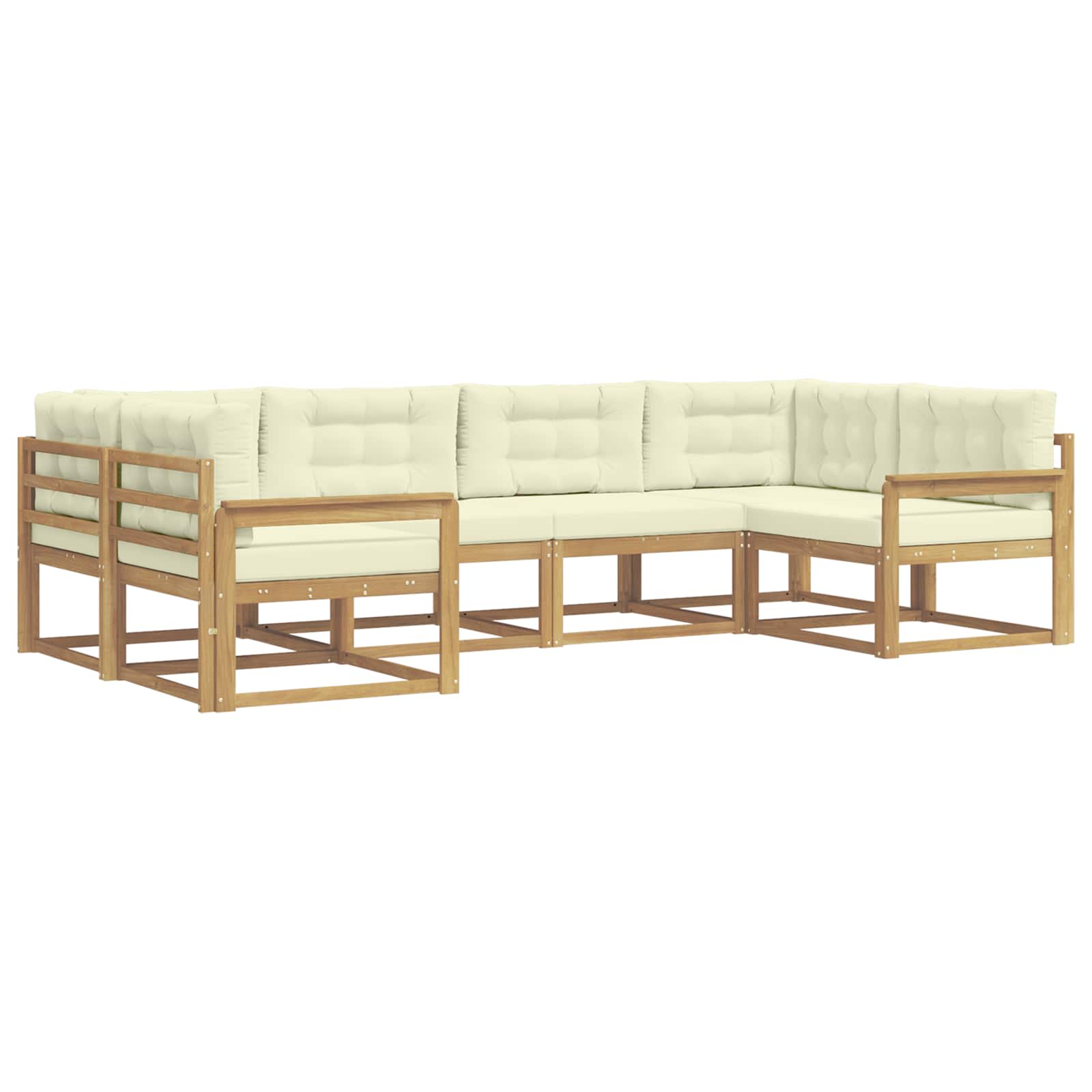 Outdoor-Sofagarnitur mit Kissen 6 pcs Weiß und Creme