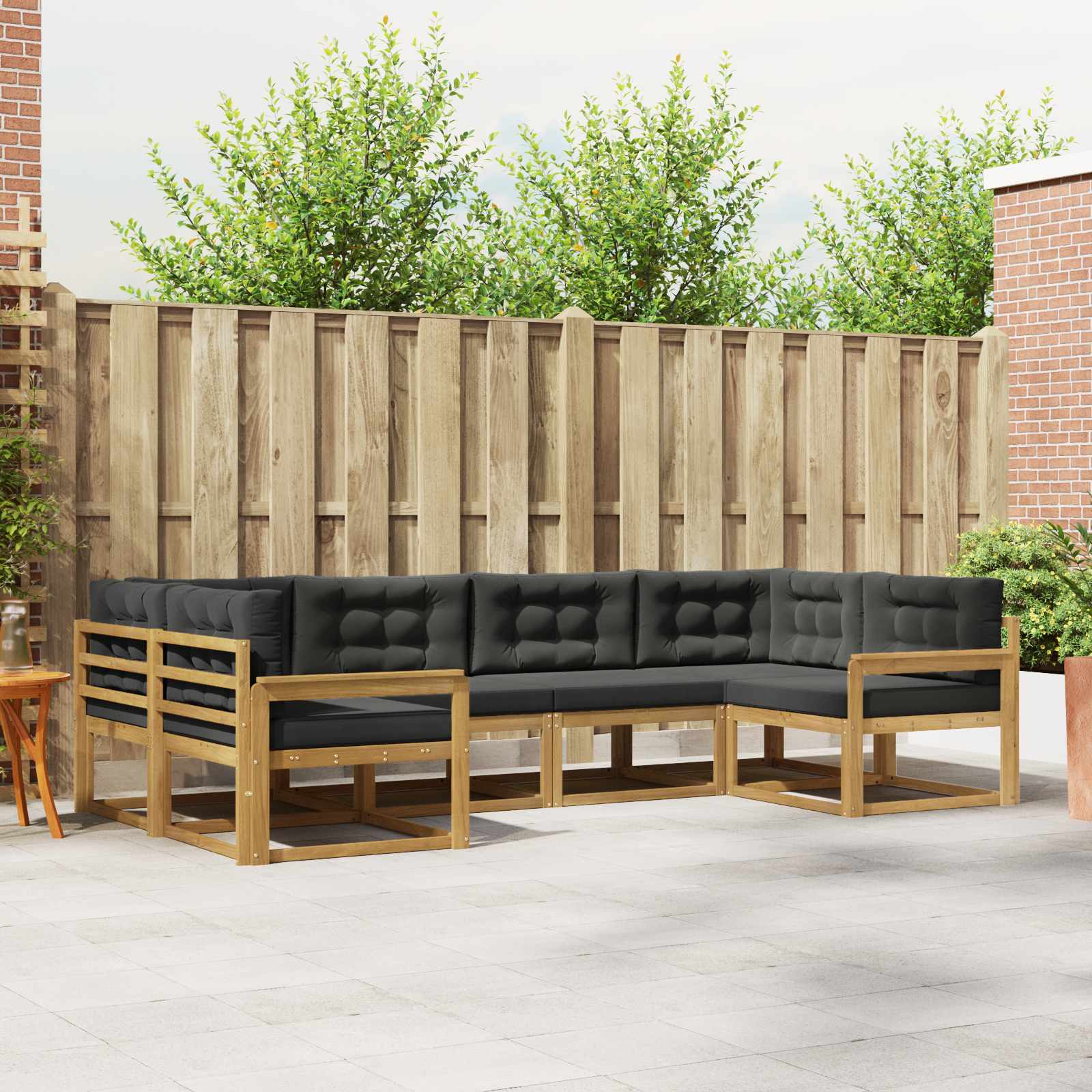Outdoor-Sofagarnitur mit Kissen 6 pcs Weiß und Anthrazit