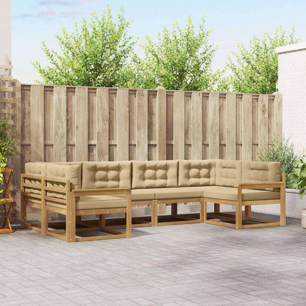 Outdoor-Sofagarnitur mit Kissen 6 pcs Weiß und Beige