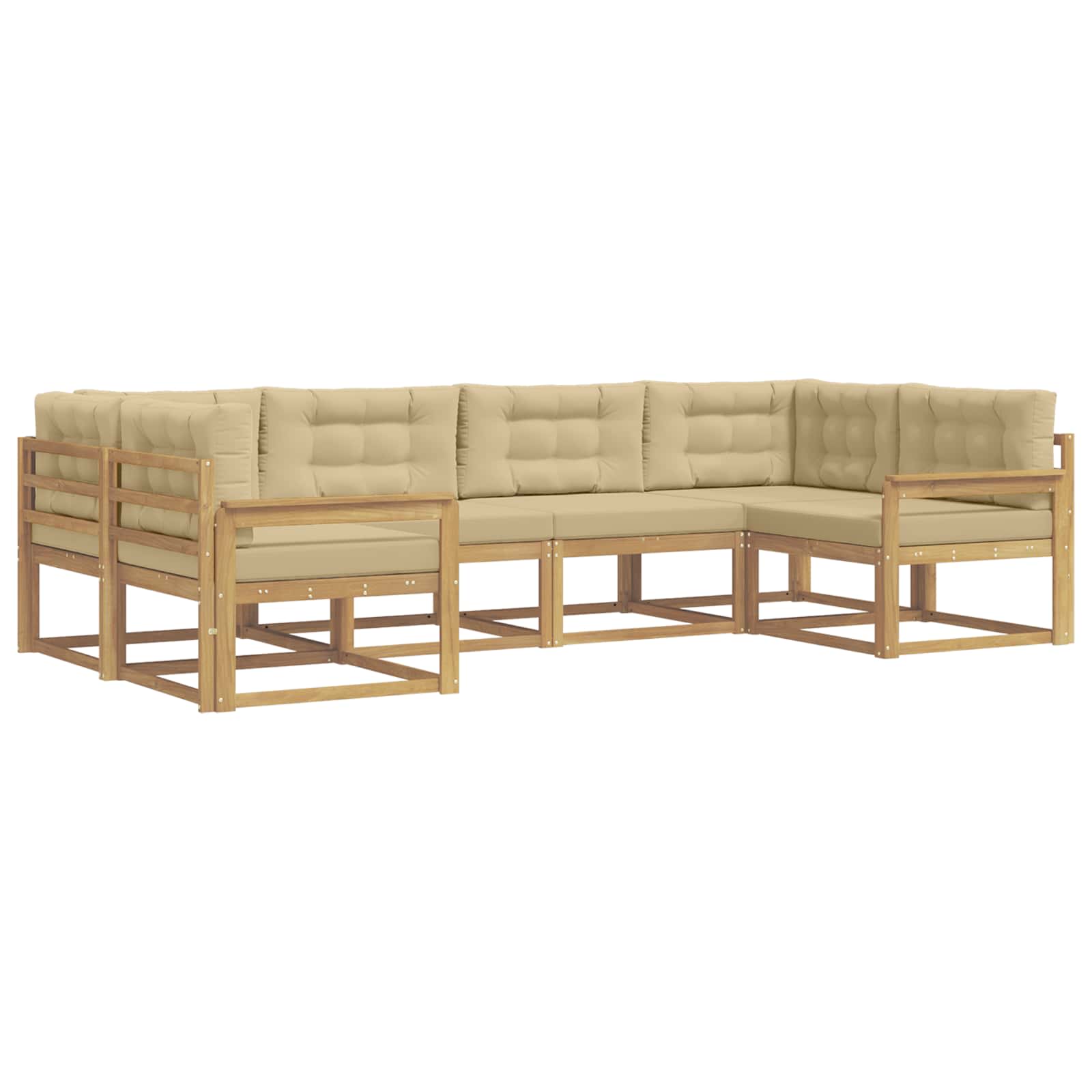 Outdoor-Sofagarnitur mit Kissen 6 pcs Weiß und Beige