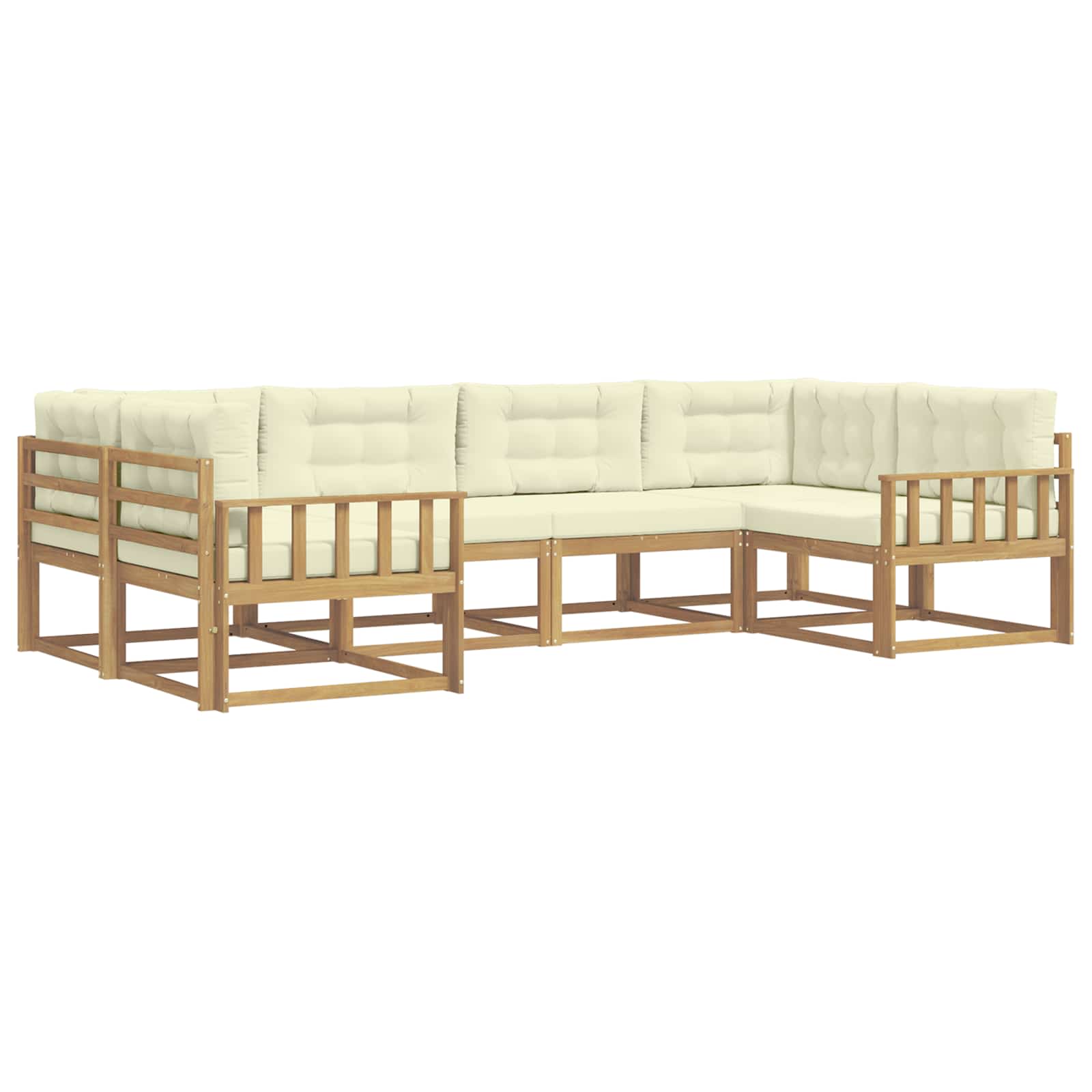 Outdoor-Sofagarnitur mit Kissen 6 pcs Weiß und Creme