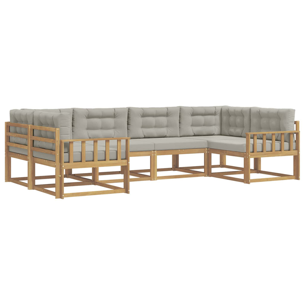 Outdoor-Sofagarnitur mit Kissen 6 pcs Weiß und Hellgrau