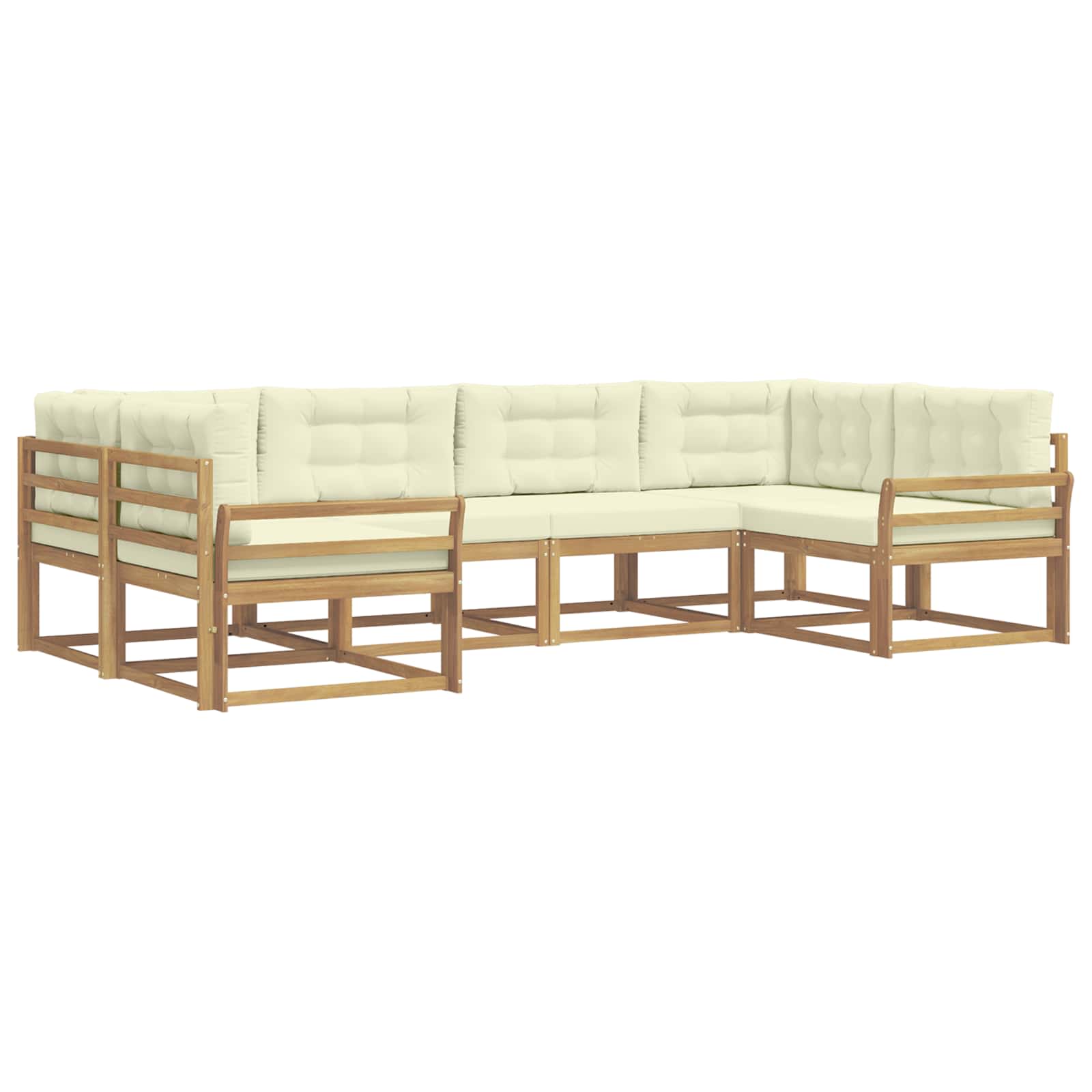 Outdoor-Sofagarnitur mit Kissen 6 pcs Weiß und Creme
